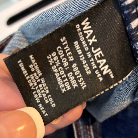 Wax Distressed Skinny Jeans Women's 20 Plus Thrashed Slashed Destroyed Dark Blue - Picture 2 of 13